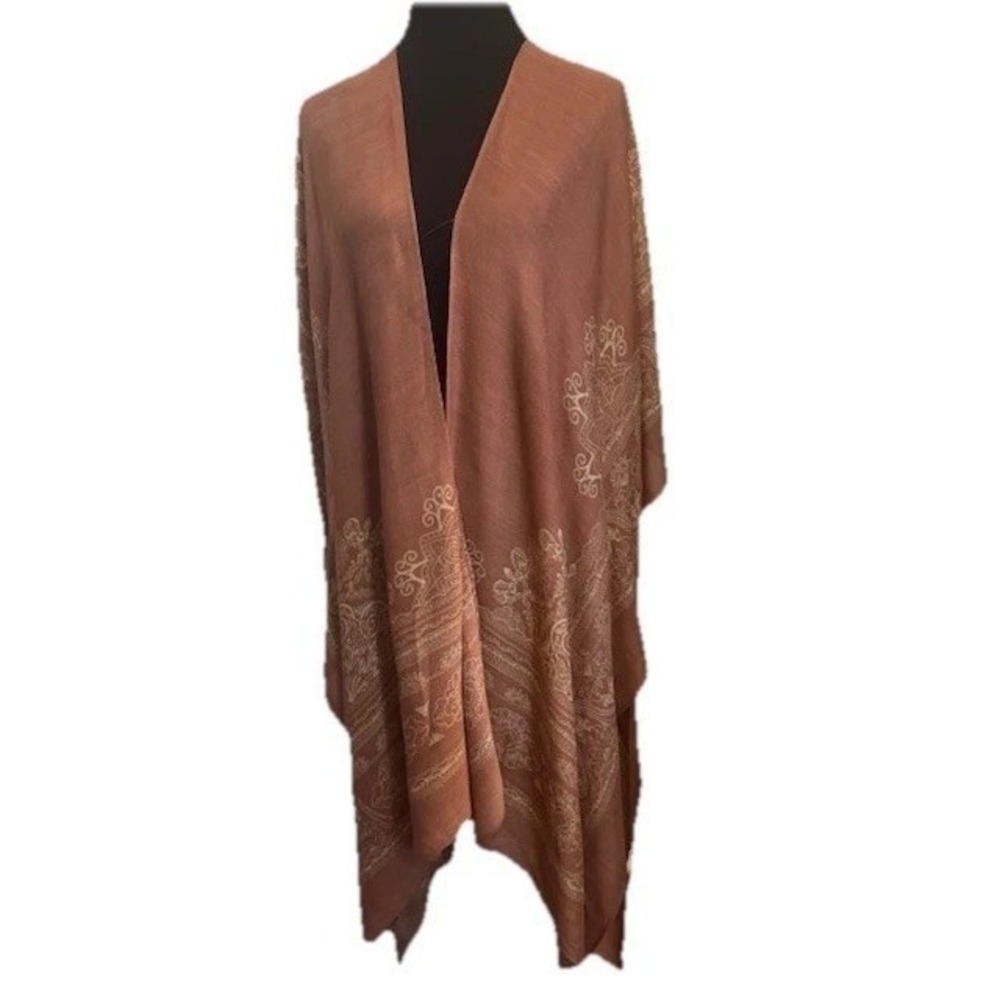 Macchia di Ruggine Kimono Women OS Rose Paisley Mandala Open Front Viscose Shrug